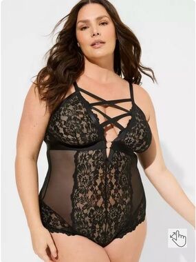 torrid Black Lace Strappy Plus Size Bodysuit
